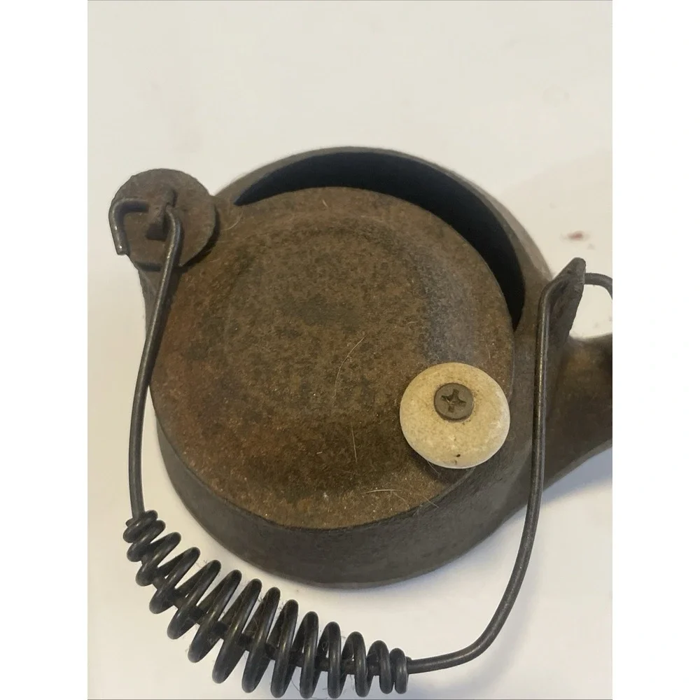 Vtg Wagner Ware Cast Iron Tea Kettle Sidney Ohio Swivel Lid Wire Handle Rustic
